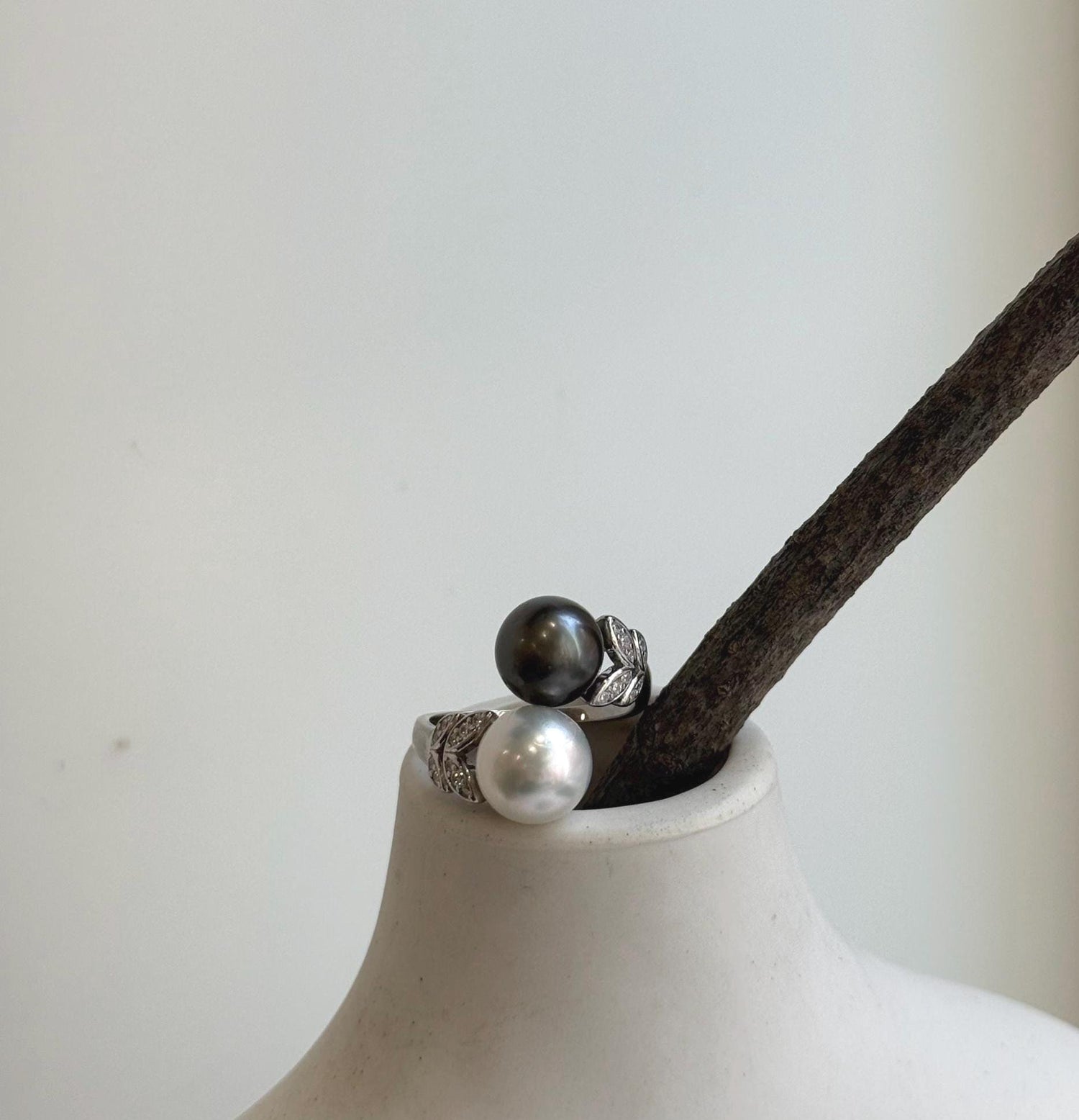 Elly’s Australian Ocean White Tahitian ocean Double pearls Ring: 9.2-10.2mm, Extreme luster mirrored, S925 Silver Adjustable Ring. gift for her anniversary