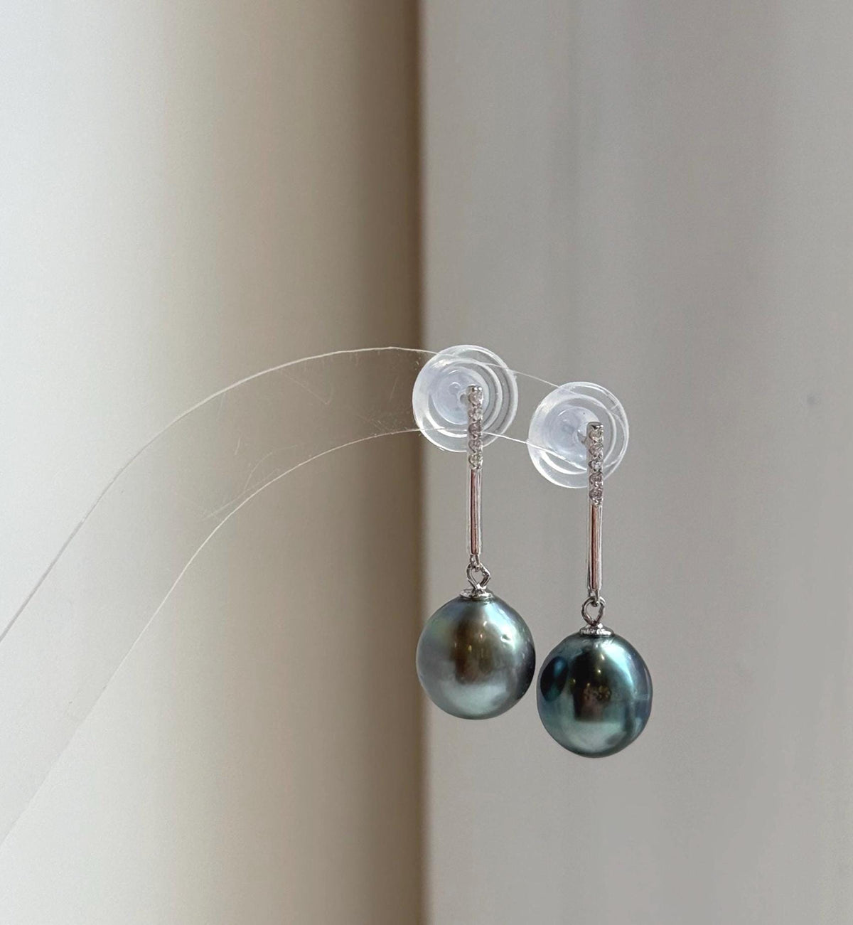 Elly’s 10.4mm Tahitian Peacock green hunter ocean pearls earrings: Extreme luster mirrored, S925 silver fireworks earrings. Pearl jewelry. gift for her daily office black earrings