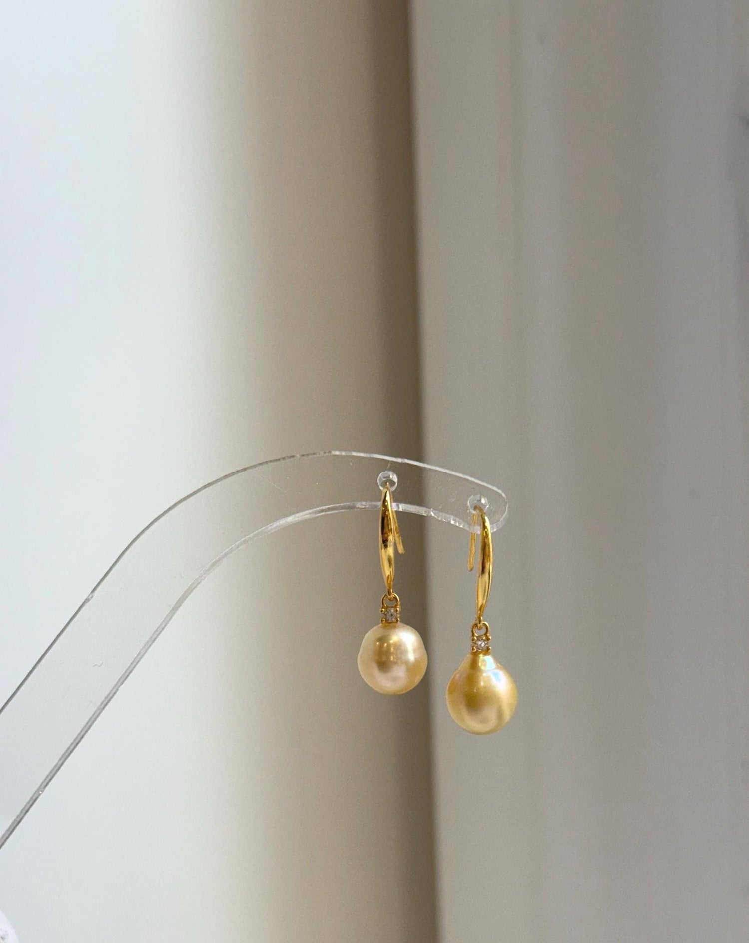 Elly’s 8.5mm Genius natural South sea gold iridescent ocean Pearls Earrings Hooks: Extreme luster mirrored, S925 silver earrings. gift for her anniversary