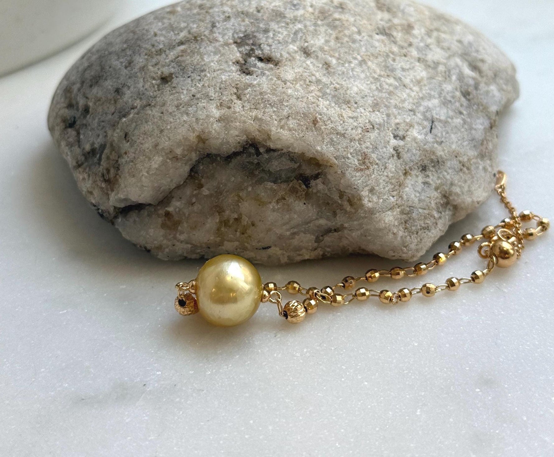Elly’s 12.4mm South Sea Golden iridescent ocean pearl cool  Bracelet: Extreme luster mirrored. S925 silver chain. To 8.3”, high quality elegant golden pearl bracelet gift for her birthday holiday
