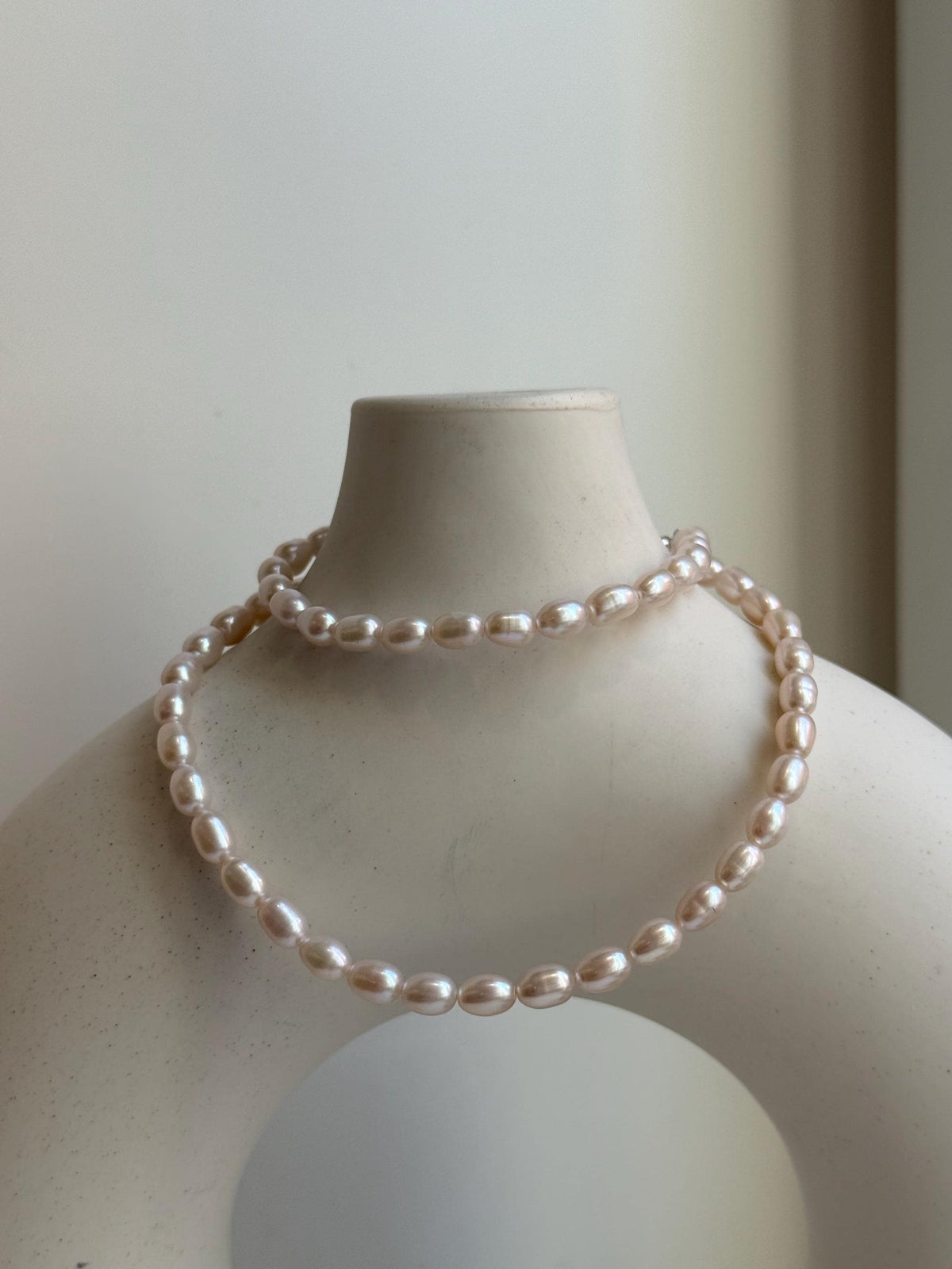 Elly’s 4.5-5mm Akoya ivory rice Keshi pearls necklace:Extreme luster mirrored, to 17.9”, S925 silver necklace strand. gift for her