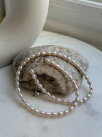 Elly’s 4.5-5mm Akoya ivory rice Keshi pearls necklace:Extreme luster mirrored, to 17.9”, S925 silver necklace strand. gift for her