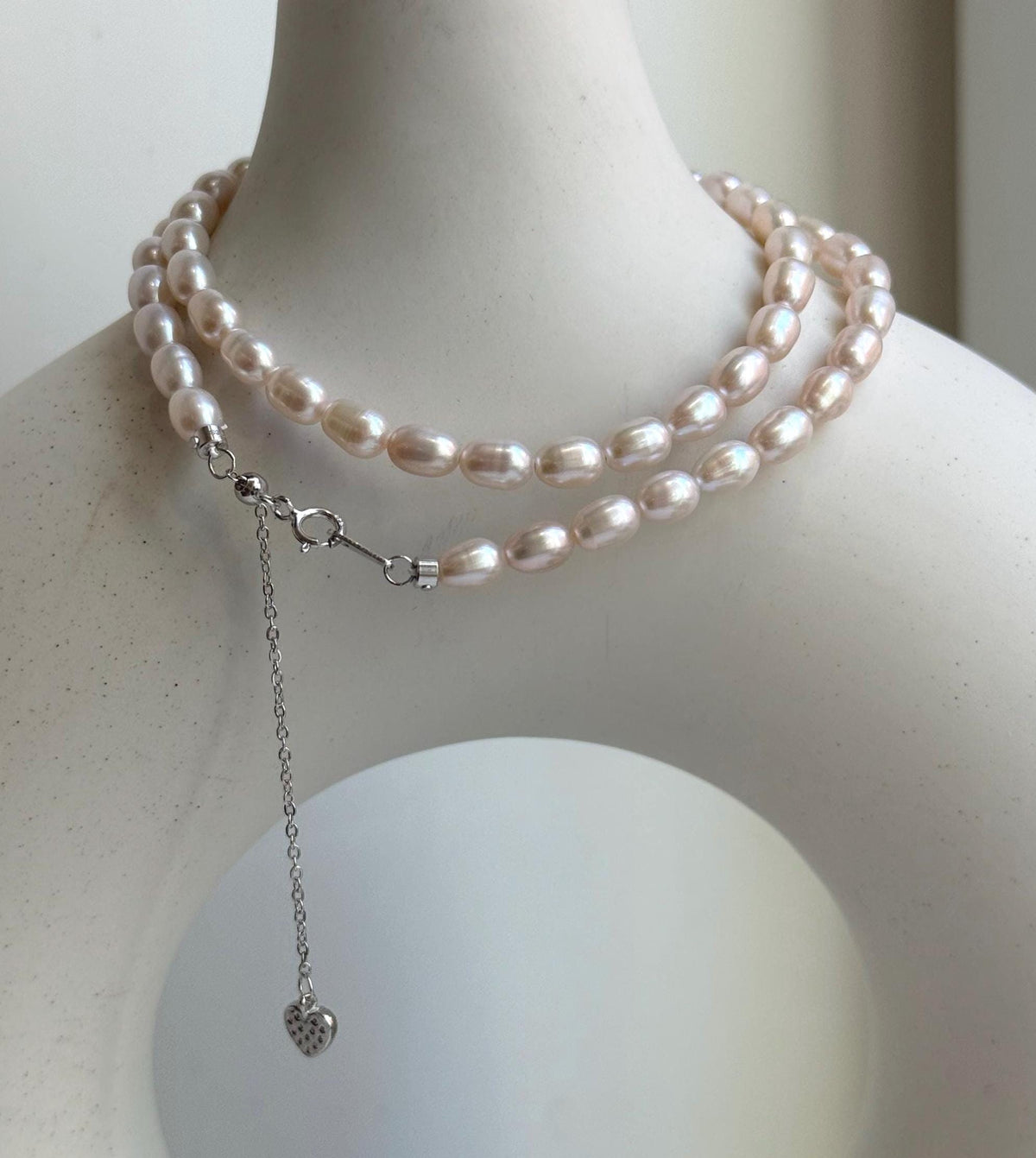 Elly’s 4.5-5mm Akoya ivory rice Keshi pearls necklace:Extreme luster mirrored, to 17.9”, S925 silver necklace strand. gift for her