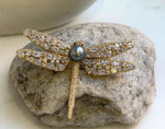 Elly’s Tahitian platinum Ocean Pearl dragonfly Brooch pendant 2in1: Extreme luster mirrored, 9.3mm, 7x5cm, gift for her birthday