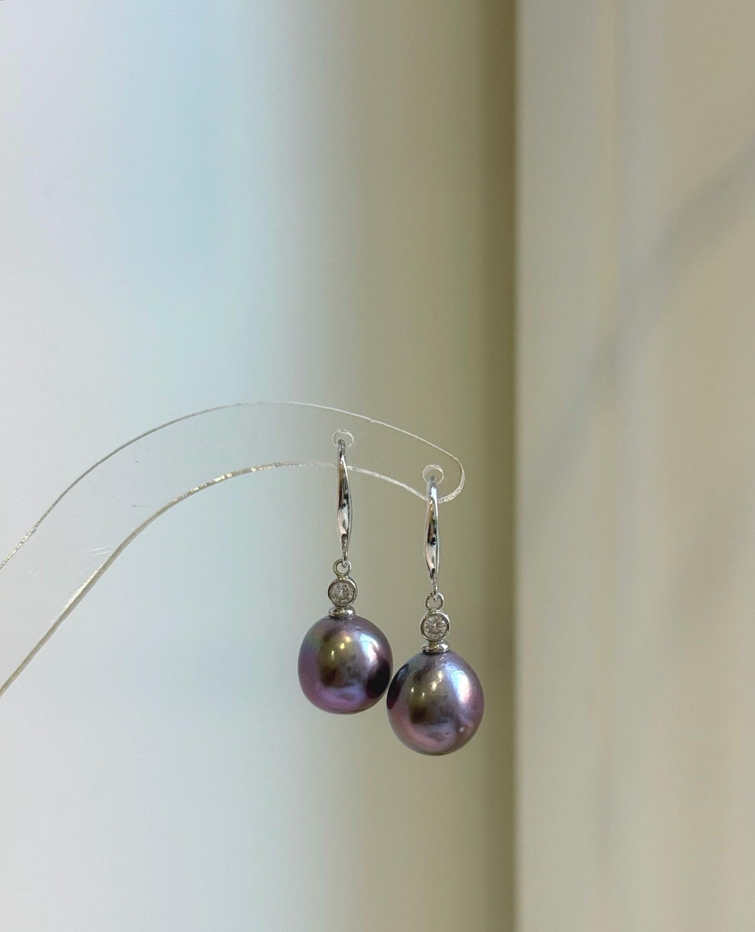 Elly’s Insale 11.1mm purple Edison Pearls Earrings hooks: Extreme luster Mirrored, 3cm high, S925 silver dangle earrings.gift for her anniversary