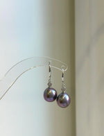 Elly’s Insale 11.1mm purple Edison Pearls Earrings hooks: Extreme luster Mirrored, 3cm high, S925 silver dangle earrings.gift for her daily office pearls earrings