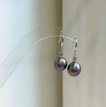 Elly’s Insale 11.1mm purple Edison Pearls Earrings hooks: Extreme luster Mirrored, 3cm high, S925 silver dangle earrings.gift for her daily office pearls earrings