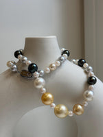 Elly’s 55pcs Multicolor ocean pearls necklace:Extreme luster mirrored, knotted, 18.7”, S925 silver necklace strand. high quality multicolor ocean pearls necklace strand