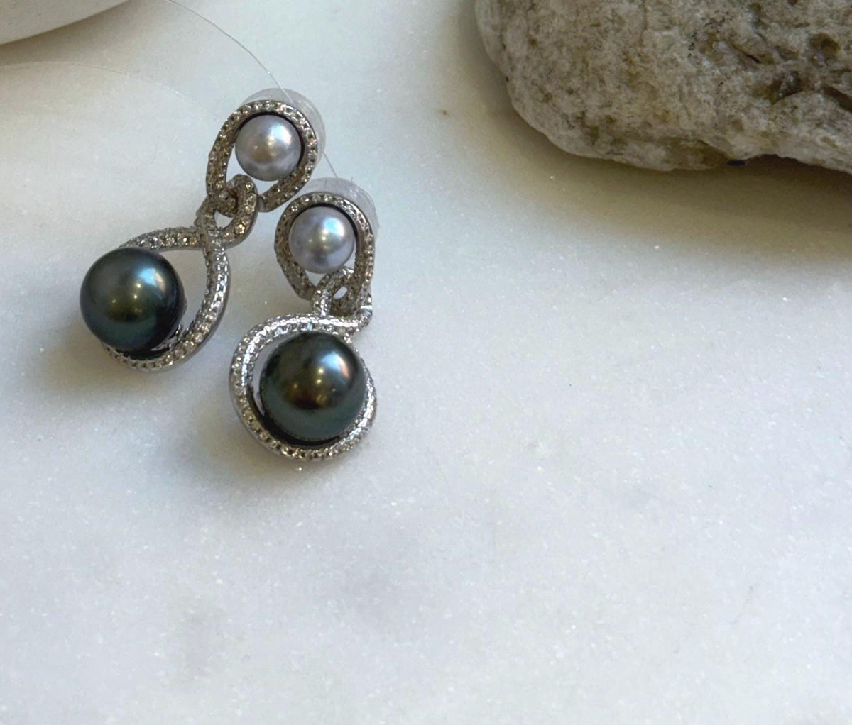 Elly’s 6.5-9.9mm Tahitian Akoya ocean Pearls Earrings Chandeliers: Extreme luster Mirrored,S925 silver cool earrings. gift for her anniversary