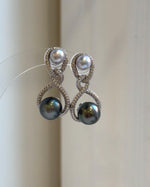 Elly’s 6.5-9.9mm Tahitian Akoya ocean Pearls Earrings Chandeliers: Extreme luster Mirrored,S925 silver cool earrings. gift for her daily office earrings