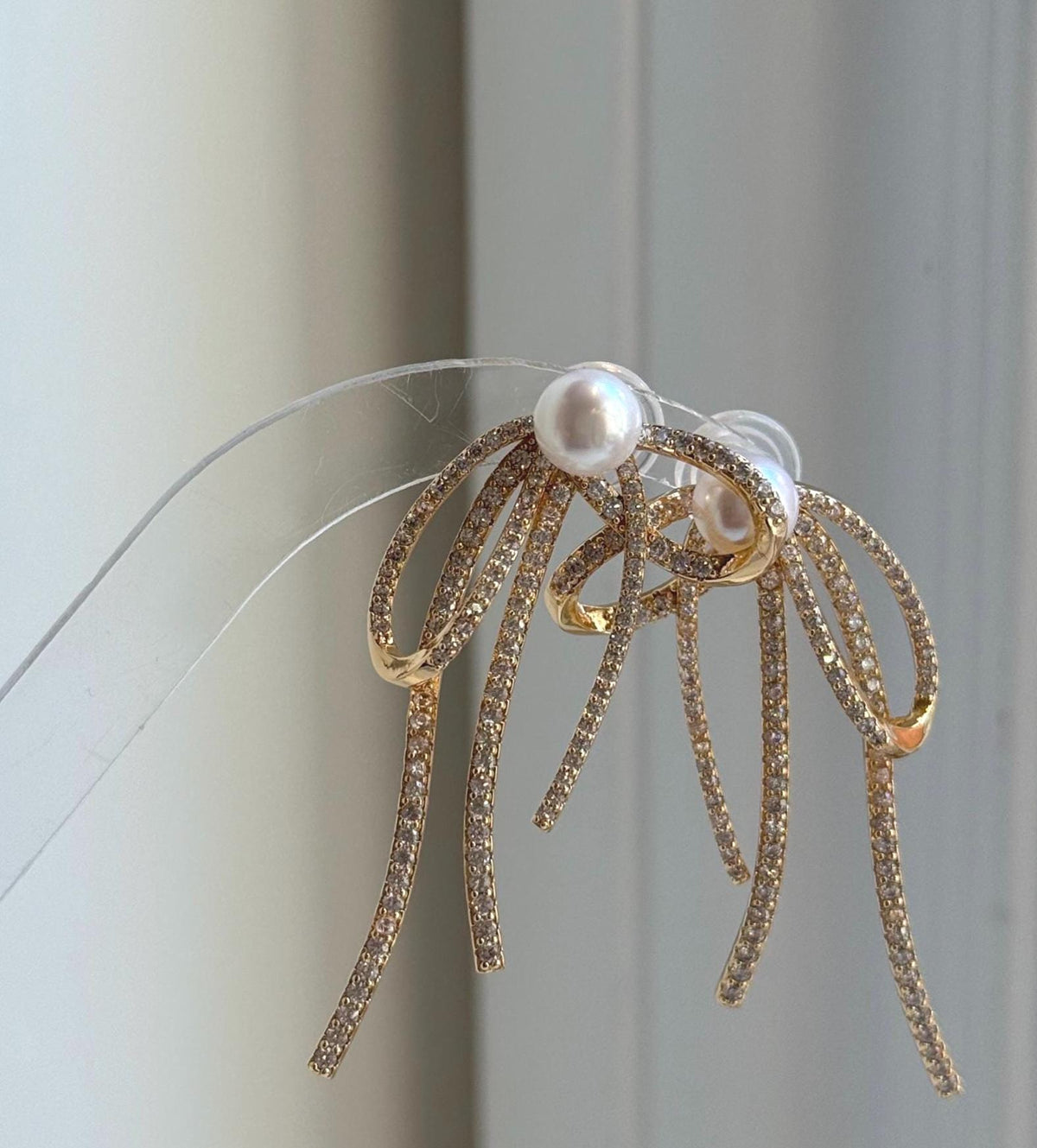 Elly’s 7.6mm white pearls butterfly bow earrings: Extreme luster mirrored, 3x5cm, S925 silver studs copper earrings. Pearl jewelry. gift for her