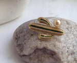 Elly’s South sea ultra golden pearl brooch: Extreme luster mirrored, 9.2mm, 2.6x4.4cm, Cactus design Brooch. gift for her birthday