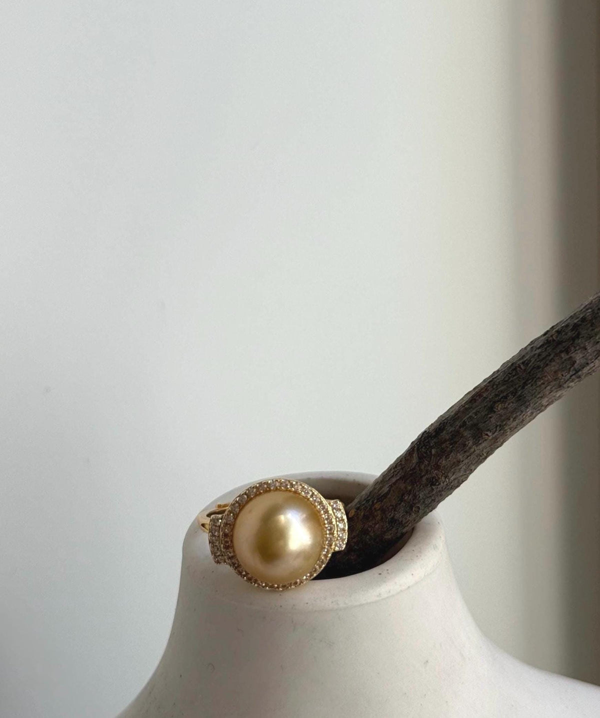 Elly’s 11.3mm South sea deep golden ocean pearl Ring: Extreme luster mirrored, S925 silver with gold plated adjustable Vintage Ring. gift for her
