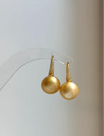 Elly’s 13.2mm Genius South sea golden ocean Pearls High-heel Earrings hooks: Strong luster, 2.5cm high, S925 silver cool earrings for her birthday anniversary daily office golden earrings