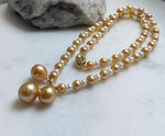 Elly’s 20.1” south sea golden ocean Freshwater Pearls Necklace: Extreme luster mirrored, S925 silver Fancy cool necklace.high quality daily office fancy cool golden pearls necklace