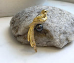 Elly’s Tahitian peacock hunter Ocean Pearl Bird Brooch pendant 2in1: Extreme luster mirrored, 9.1mm, 1.7x5cm, gift for her