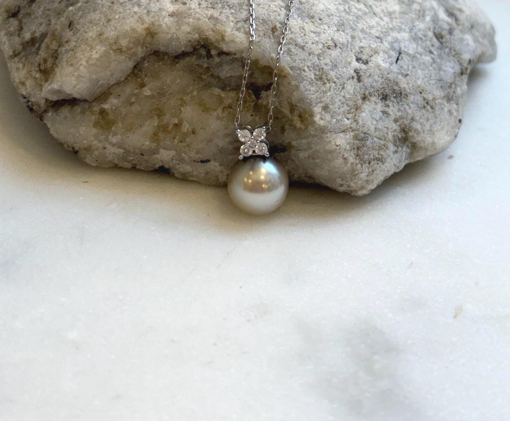 Elly’s 10.2mm Ivory Beige Tahitian Pearl pendant: Extreme luster mirrored, 1.5cm high, S925 silver minimalist pendant chain set. gift for her party