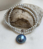 Elly’s 21mm Genius natural Ocean Mabe Pearl Freshwater Necklace set: Extreme luster, 17”, S925 silver necklace strand.high quality ocean Mabe Pearl pendant necklace for her