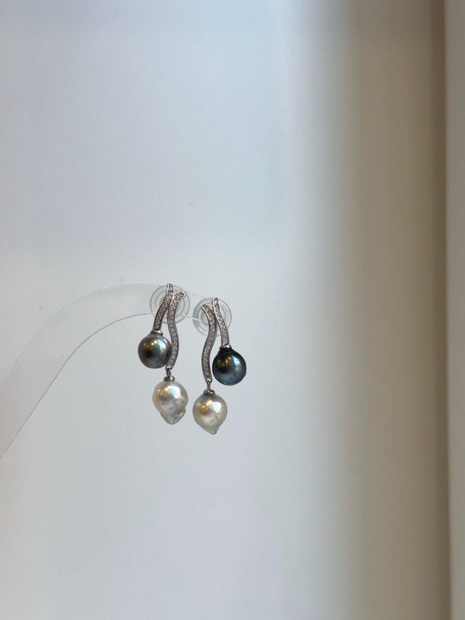 Elly’s Tahitian peacock hunter Akoya blue silver ocean Pearls Earrings: Extreme luster Mirrored, 8.1mm+, 3.1cm high, S925 silver earrings. gift for her  anniversary