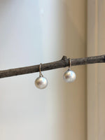 Elly’s 11.5mm Edison blue silver Pearls High heel Earrings Hooks: Extreme luster Mirrored, 2cm high, S925 silver earrings. gift for her holiday