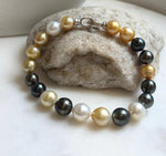 Elly’s 20pcs Genius Ocean Pearls Bracelet: Extreme luster, 8.7-10.2mm, 8.8”knot, S925 silver bracelet. high quality pearls bracelet gift for her