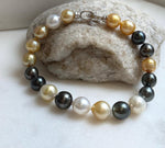 Elly’s 20pcs Genius Ocean Pearls Bracelet: Extreme luster, 8.7-10.2mm, 8.8”knot, S925 silver bracelet. high quality pearls bracelet gift for her