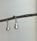 Elly’s Australian ocean white  Pearls dazzling earrings hooks: Extreme luster mirrored, To 18.8mm, s925 silver earrings. gift for her