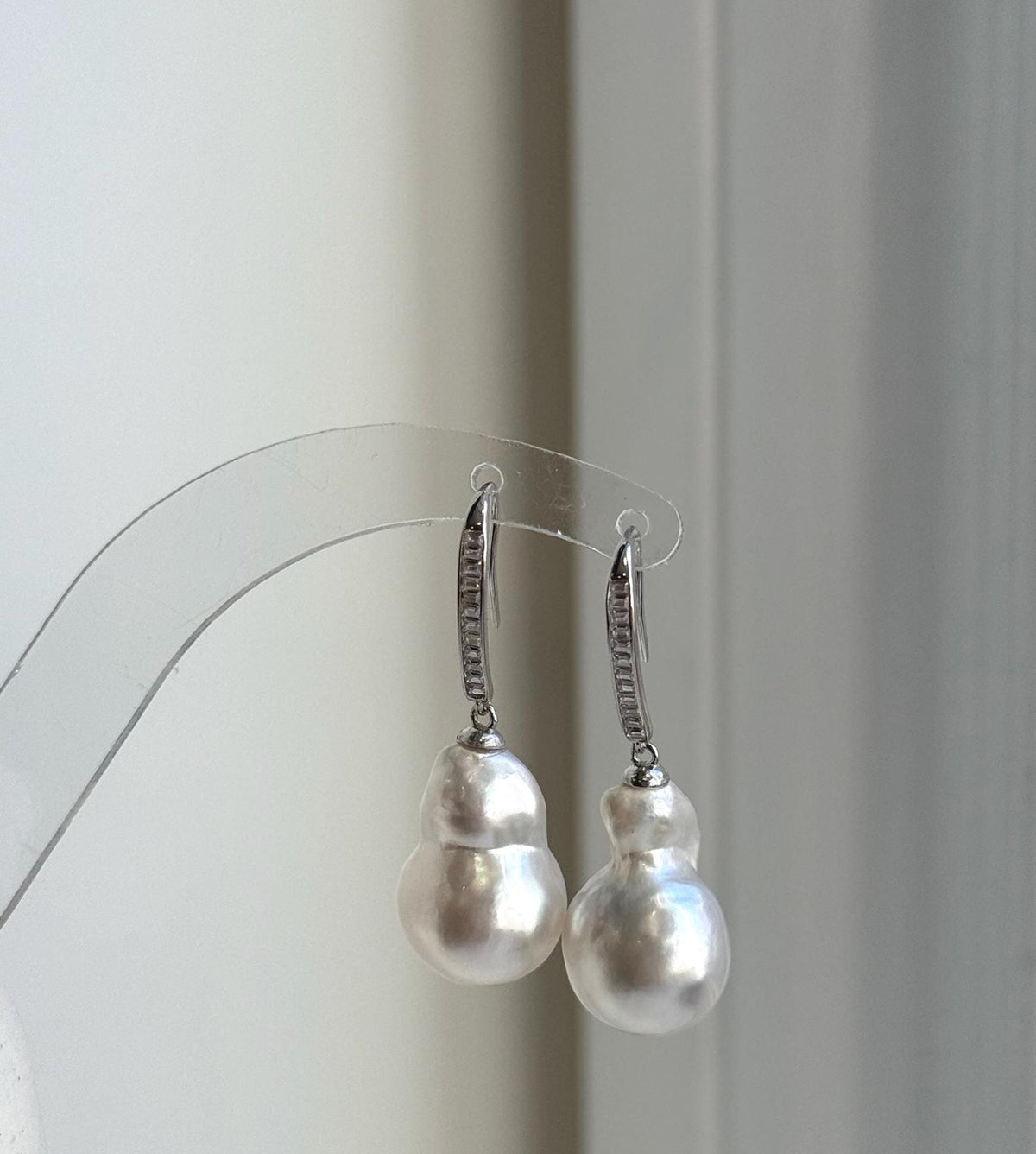 Elly’s Australian ocean white  Pearls dazzling earrings hooks: Extreme luster mirrored, To 18.8mm, s925 silver earrings. gift for her holiday
