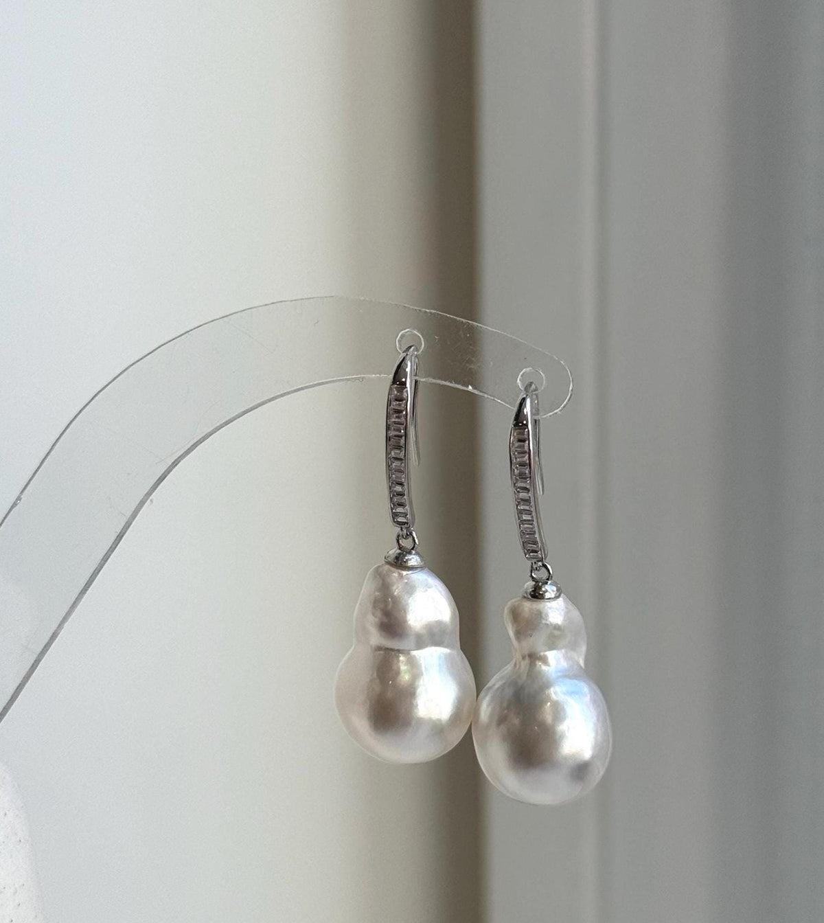 Elly’s Australian ocean white  Pearls dazzling earrings hooks: Extreme luster mirrored, To 18.8mm, s925 silver earrings. gift for her