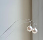 Elly’s 11.1mm Edison white Pearls pink hue Earrings Hooks: Extreme luster Mirrored, 1.8cm high, S925 silver minimalist earrings hooks.