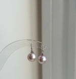 Elly’s 9.1mm Edison metallic pink Pearls High heel Earrings Hooks: Extreme luster Mirrored, 1.8cm high, S925 silver earrings. gift for her anniversary