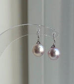 Elly’s 9.1mm Edison metallic pink Pearls High heel Earrings Hooks: Extreme luster Mirrored, 1.8cm high, S925 silver earrings. gift for her holiday
