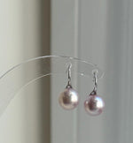 Elly’s 9.1mm Edison metallic pink Pearls High heel Earrings Hooks: Extreme luster Mirrored, 1.8cm high, S925 silver earrings. gift for her