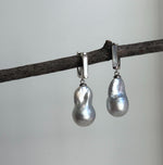 Elly’s Australian south sea ocean white silver Pearls dazzling earrings hoops: Extreme luster mirrored, To 20.7mm, s925 silver earrings. gift for her