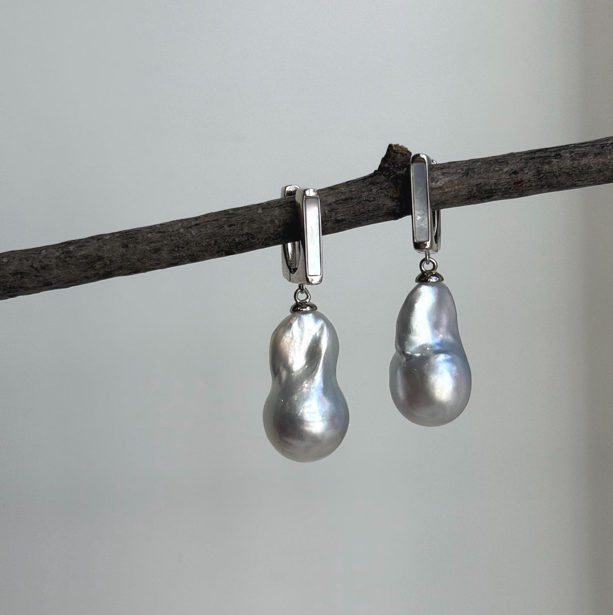 Elly’s Australian south sea ocean white silver Pearls dazzling earrings hoops: Extreme luster mirrored, To 20.7mm, s925 silver earrings. gift for her