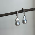 Elly’s Australian south sea ocean white silver Pearls dazzling earrings hoops: Extreme luster mirrored, To 20.7mm, s925 silver earrings. gift for her