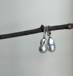 Elly’s Australian south sea ocean white silver Pearls dazzling earrings hoops: Extreme luster mirrored, To 20.7mm, s925 silver earrings. gift for her