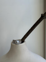 Elly’s 9.1x9.5mm Blue silver Australian Ocean White pearl Ring: Extreme luster mirrored, S925 Silver Adjustable Lace Ring.