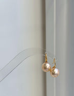 Elly’s 11mm Edison peach gold Pearls High-heel Earrings hooks: Extreme luster Mirrored, 2.2cm high, S925 silver Classic earrings hooks. gift for her birthday