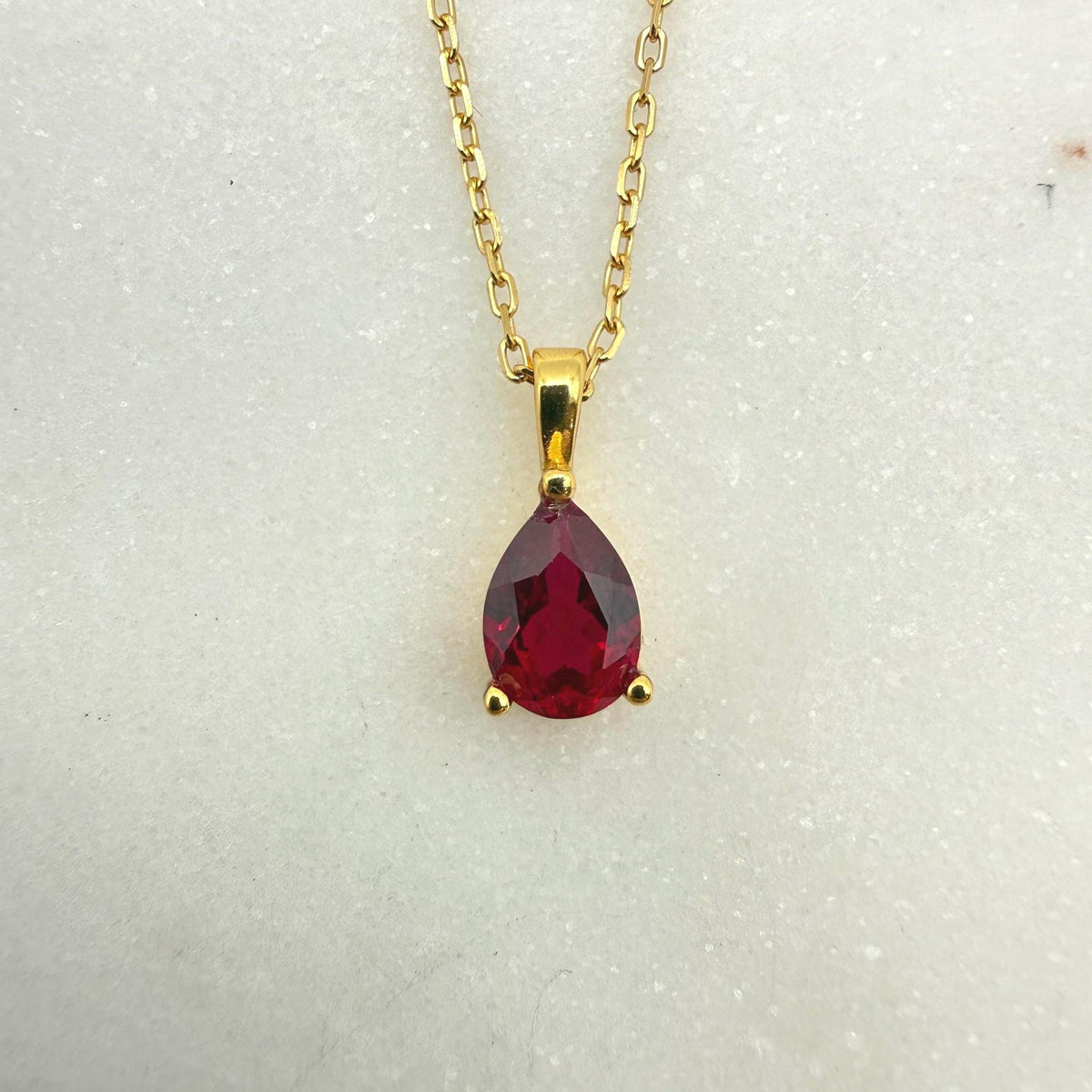 Pigeon Blood Pear Cut Ruby Necklace, 1.0ct/5*7mm Teardrop Lab Ruby Pendant, Solid Sterling Silver Jewelry