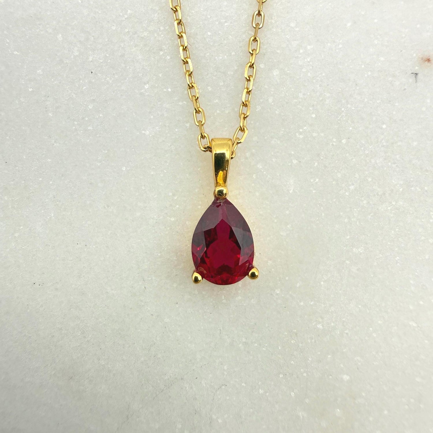 Pigeon Blood Pear Cut Ruby Necklace, 1.0ct/5*7mm Teardrop Lab Ruby Pendant, Solid Sterling Silver Jewelry