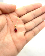Pigeon Blood Pear Cut Ruby Necklace, 1.0ct/5*7mm Teardrop Lab Ruby Pendant, Solid Sterling Silver Jewelry