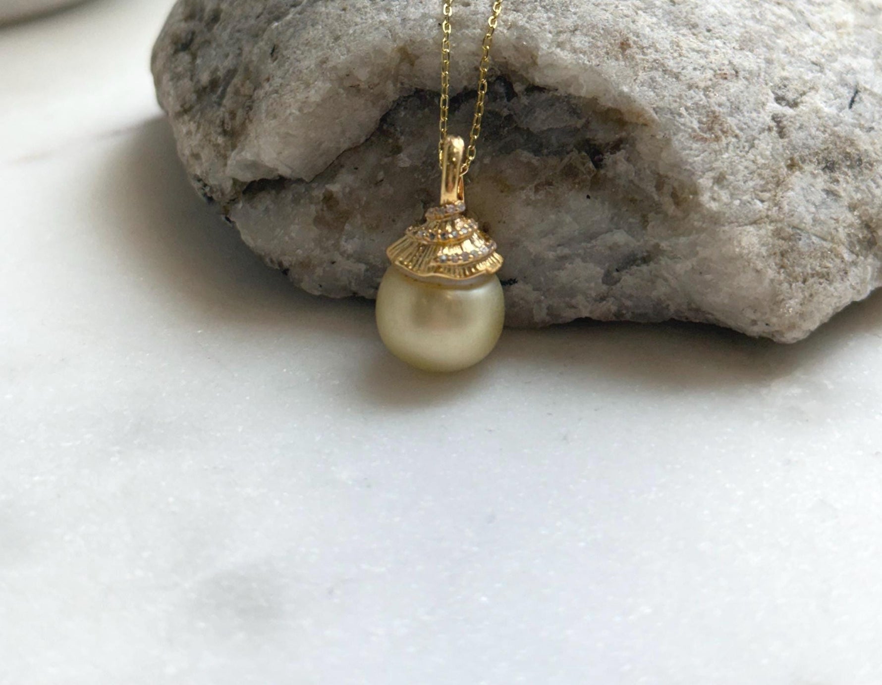 Elly’s 12mm South sea light golden ocean pearl Pendant: Extreme luster, 2.2cm high, s925 silver minimalist pendant. golden pearl pendant gift for her birthday