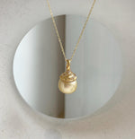 Elly’s 12mm South sea light golden ocean pearl Pendant: Extreme luster, 2.2cm high, s925 silver minimalist pendant. golden pearl pendant gift for her