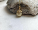 Elly’s 12mm South sea light golden ocean pearl Pendant: Extreme luster, 2.2cm high, s925 silver minimalist pendant. golden pearl pendant gift for her