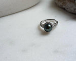 Elly’s 8.9mm Tahitian Peacock green ocean Pearl Ring: Extreme luster mirrored, S925 silver adjustable Ring.Pearl Jewelry Idea