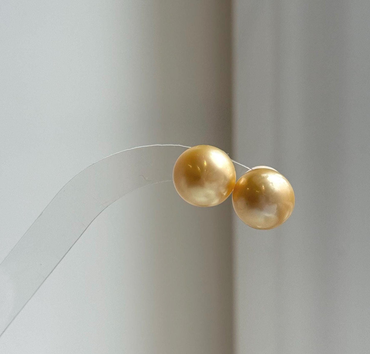 Elly’s 12.4mm Genius natural South sea ultra golden ocean Pearls Earrings studs: Extreme luster, S925 silver minimalist earrings studs. gift for her birthday