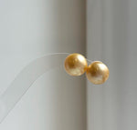 Elly’s 12.4mm Genius natural South sea ultra golden ocean Pearls Earrings studs: Extreme luster, S925 silver minimalist earrings studs. gift for her birthday