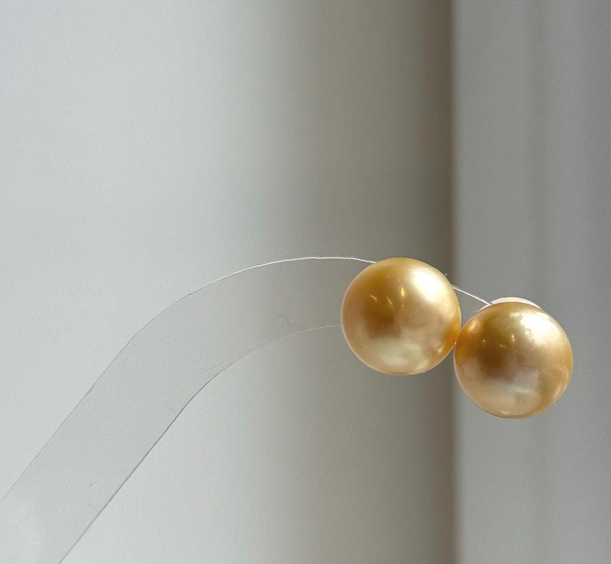 Elly’s 12.4mm Genius natural South sea ultra golden ocean Pearls Earrings studs: Extreme luster, S925 silver minimalist earrings studs. gift for her anniversary