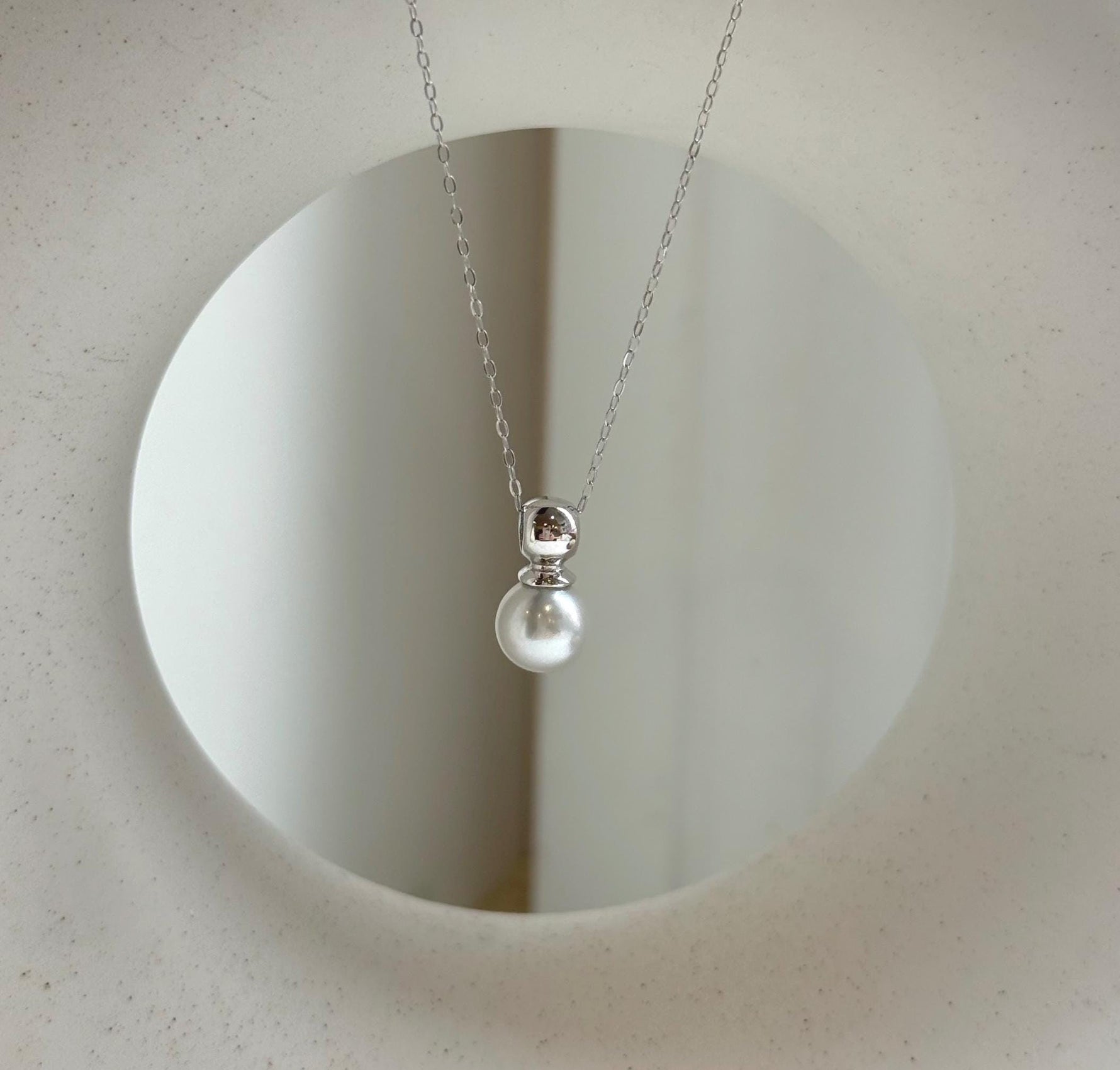 Elly’s 8.2mm Geniu Akoya blue silver ocean pearl Pendant: Extreme luster mirrored, s925 silver minimalist pendant. gift for her